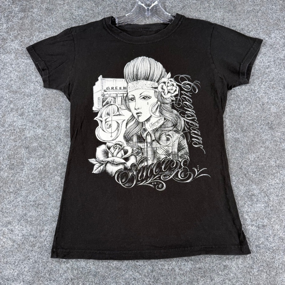 Greenspans Womens Medium Black Chicano Graphic T Shirt Chola Roses South Gate
